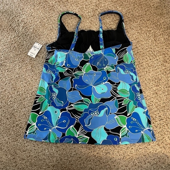New Lands End Tankini Black Deco Floral with Underwire Bra women’s 10 - Picture 8 of 10
